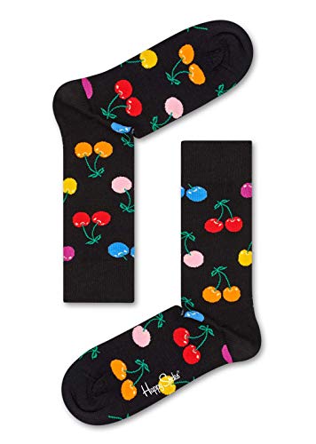 Happy Socks Cherry Sock, kolorowe i zabawne, Skarpety dla kobiet i mężczyzn, Czarny-Zielony-Pomarańczowy-Różowy-Czerwony (41-46)