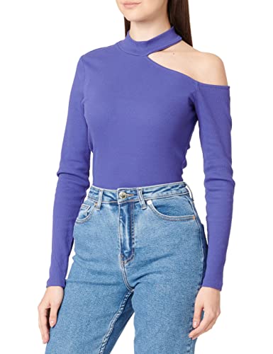 ONLY Women's Onlnew INA L/S Cut Out Top Box JRS Shirt, Deep Blue/Detail:One Open Shoulder, XL