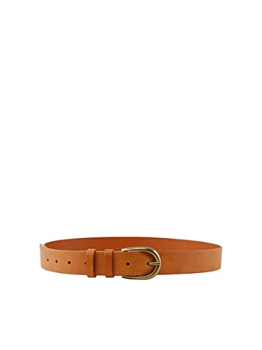 PIECES Pchaven Leather Jeans Belt Fc Noos skórzany pasek, Koniak/Szczegóły: złota klamra, 90