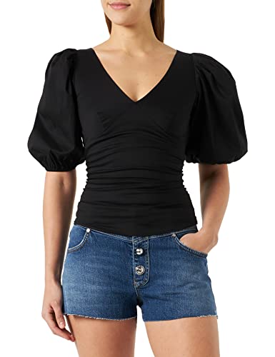 Pinko Damska bluzka dobrej rozciągliwej popeliny T-shirt, Z99_czarna limuzyna, 40
