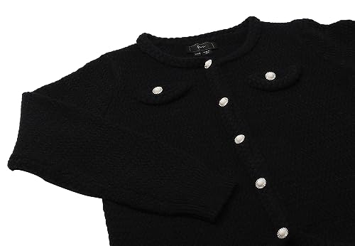 faina Damski sweter z dzianiny inspirowany wzornictwem z okrągłym dekoltem i jednorzędową dzianiną, czarny, rozmiar XS/S, czarny, XS