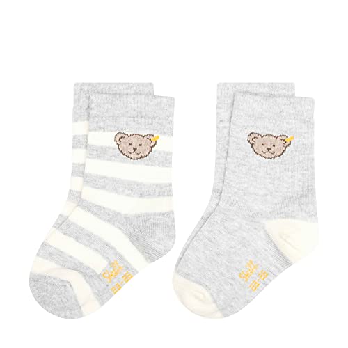 Steiff Unisex dziecięce Mini Basic skarpety, 2 sztuki w opakowaniu GOTS, Soft Grey Melange, 22