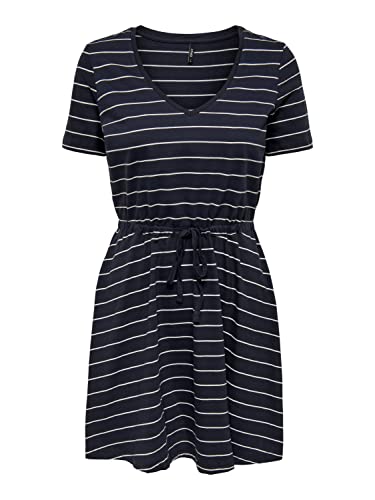 ONLMAY S/S krótka sukienka z dekoltem w serek JRS NOOS, Night Sky/Stripes:Cloud Dancer (Nadia), S