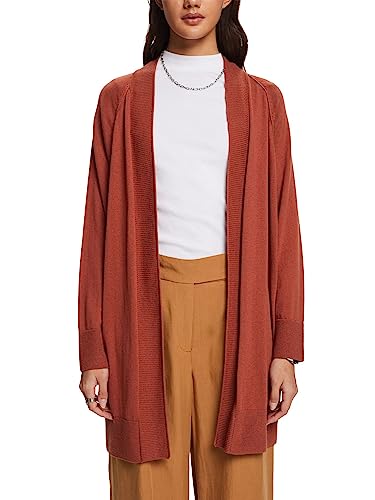 ESPRIT Długi, otwarty kardigan, Terracotta, XS
