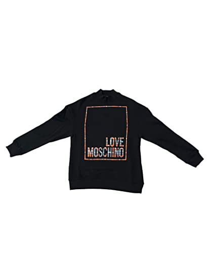 Love Moschino Regular Fit High Collar Bluza z błyszczącym nadrukiem logo Box Damska koszulka dresowa, czarny, 36