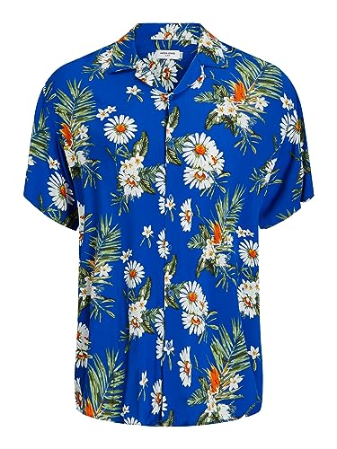 JACK & JONES PLUS Męska koszula Jorluke Flores Resort Shirt Ss Pls, Nautical Blue, 5XL