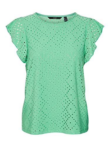 VERO MODA Women's VMTASSA SL Frill TOP NOOS T-Shirt, Jade Cream, S, Jade Cream, S