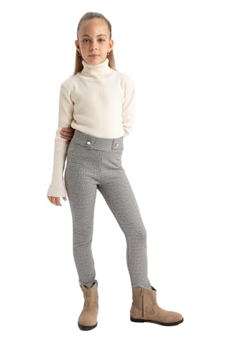 DeFacto Girl's Legginsy z dzianiny na dole, indygo, 9-10 Lat