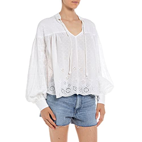 Replay Bluzka damska W2099, 001 biała, XXS, 001 White, XXS
