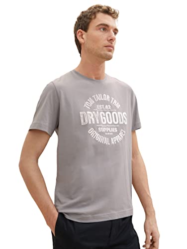 T-shirt męski TOM TAILOR z nadrukiem, 10921-Wyraźny szary, XL