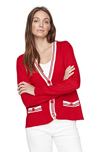 Trendyol Damski sweter z dekoltem w serek, zwykły, czerwony, S, Czerwony, S