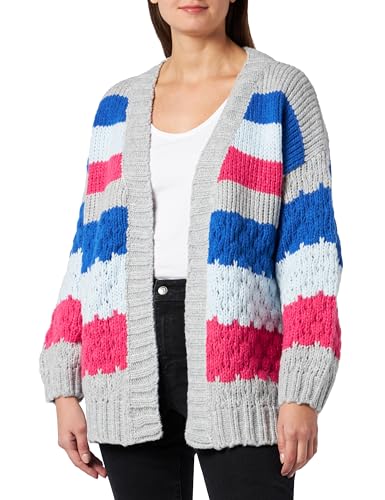 NALLY Damski rozpinany kardigan 19025296-NA02, szary melanż, XS/S, szary melanż, XS-S