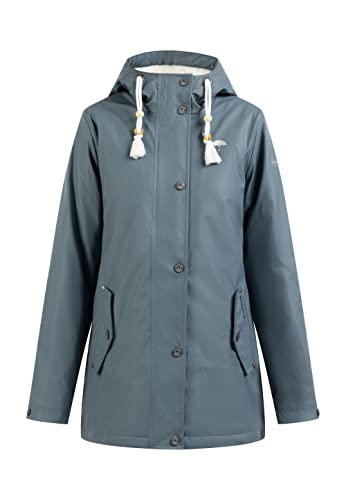 Schmuddelwedda Damska kurtka przeciwdeszczowa z podszewką pluszową 34323143, niebieski/szary, S
