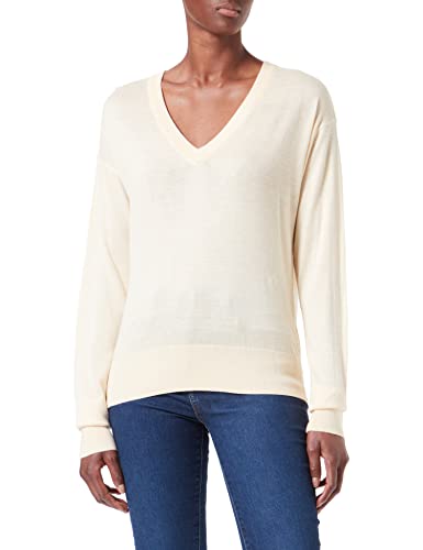 Scotch & Soda Maison damski sweter z dekoltem w serek, luźny krój, Ecovero Blend, Vanilla 3225, XS, Vanilla 3225, XS