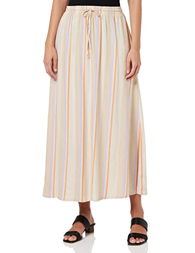 ONLY Damska spódnica midi w paski, Whitecap Gray/Stripes: fioletowa róża + pomarańczowa skórka + irlandzki C, M