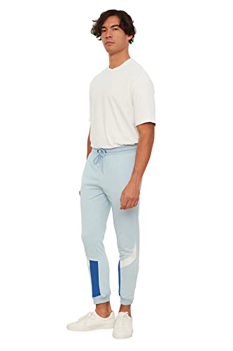 Trendyol Niebieski Męski Regularne Fit Tire TICE Paneled Tracksuit spodnie męskie, niebieski, XL
