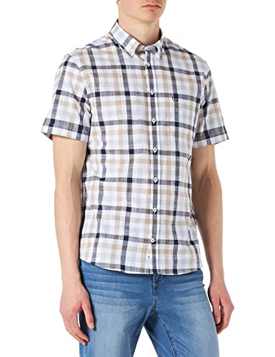 bugatti Męska koszula z kołnierzem button-down, morski, L