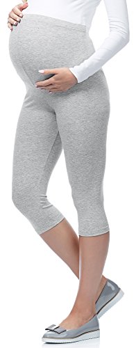 Be Mammy 3/4 Wiskozowe Legginsy Ciążowe BE-03 (Melanż, XL)