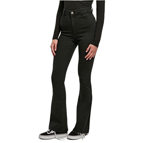 Urban Classics Damskie spodnie z super stretchu Bootcut Denim, Black Stone Washed, 28