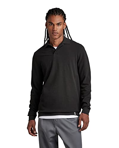 G-STAR RAW Męska koszulka polo z długim rękawem, czarna (dk Black D287-6484), L, Czarny (Dk Black D287-6484), L