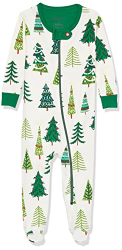 Hatley Organic Cotton Footed Sleepsuit piżamy dla dzieci i noworodka, Glow-in-the-dark Christmas Trees, 12-18 mesi