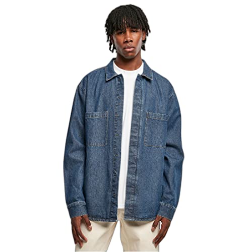 Urban Classics Oversized Denim Pocket Shirt Koszula męska, Niebieski (Mid Indigo Washed), XXL