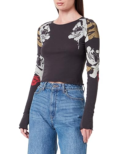G-STAR RAW Damski Lookbook Cropped Baby Sis R T Long Sleeve Tops, Szary (Shadow D23792-4107-992), S
