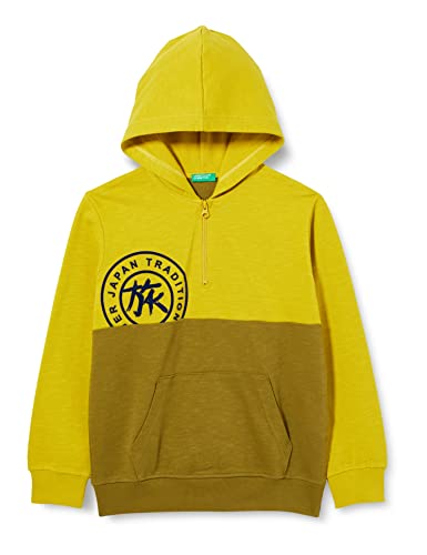 United Colors of Benetton Chłopięca bluza z kapturem z długim rękawem, musztardowy żółty 26b, 150
