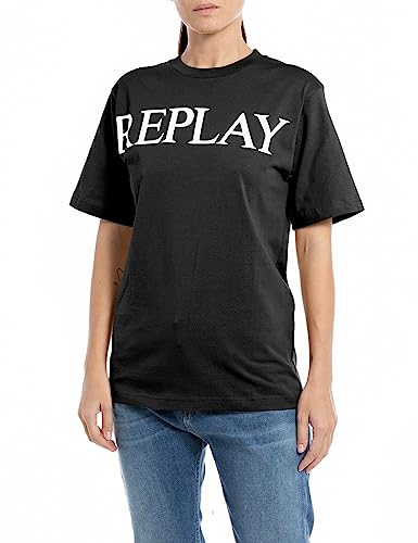 Replay T-shirt damski regular fit, 098 BLACK, S