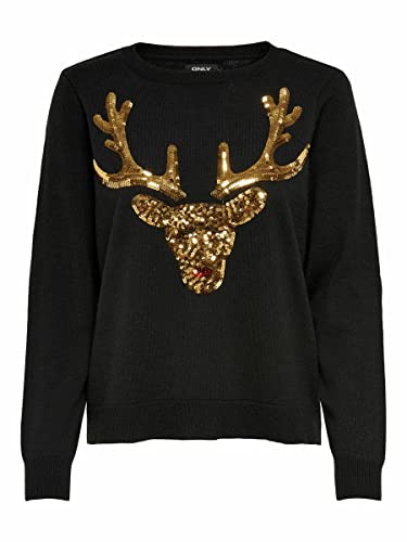 ONLY Onlxmas L/S Ex KNT sweter damski, czarny, L