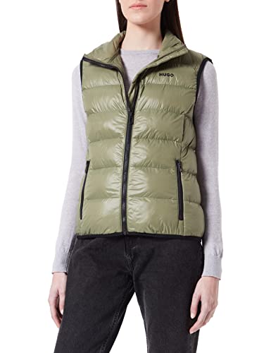 HUGO Damska kamizelka z nadrukiem logo Fandicia-1 z wodoodpornym wykończeniem, Dark Beige255, S