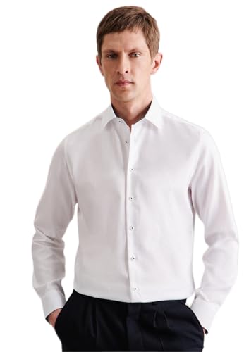 Seidensticker Męska koszula biznesowa - Extra Slim Fit - łatwa do prasowania - kołnierz Kent - długi rękaw - 100% bawełna, biały, 38