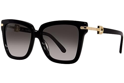 FERRAGAMO SF1085S Okulary, Black/Gold, 57/16/140 dla kobiet, Czarny/Złoty, 57/16/140