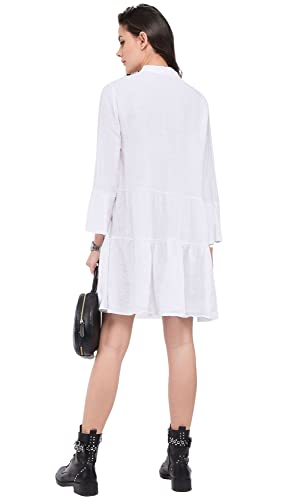 Bonateks damska sukienka 100% lniana Made in Italy, sukienka z ramiączkami i rozpinaniem z tyłu, czarna, rozmiar: L, czarny, L