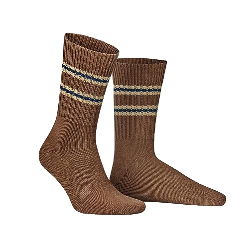 Hudson Skarpety męskie 014066 CRUDE, dzianina, 39/42, drewniane, brązowe, ze skórzanym ściągaczem i sportowymi paskami, wood, 39-42 EU
