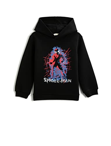 Koton Chłopięca bluza z kapturem z nadrukiem Spider Man, czarny (999), 9-10 lat, Czarny (999), 9-10 lat