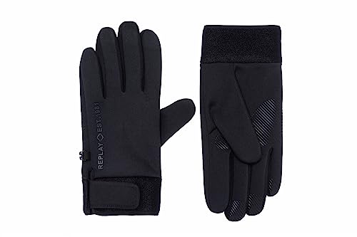 Replay Męskie rękawiczki zimowe AM6063, 098 Black, M, 098 BLACK, M
