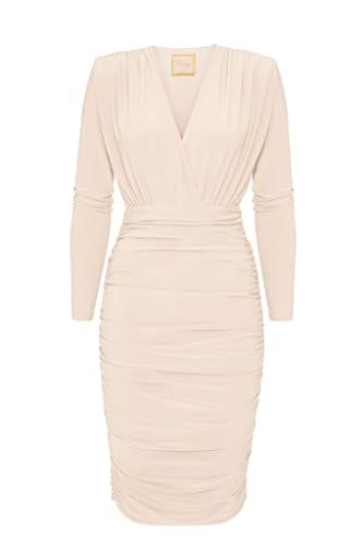 Swing Fashion Jackson elegancka sukienka ołówkowa, sukienka biznesowa, sukienka z etui, odświętna sukienka na imprezę, koktajlowa, krótka sukienka, sukienka mini, obcisła sukienka, długi rękaw,