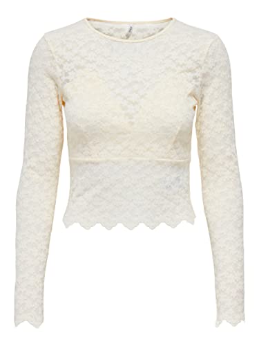ONLCINDY L/S LACE TOP JRS, Cloud Dancer, L