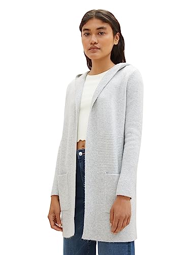 TOM TAILOR Denim Damski kardigan z dzianiny, 32510 - Basic Light Grey Melange, M