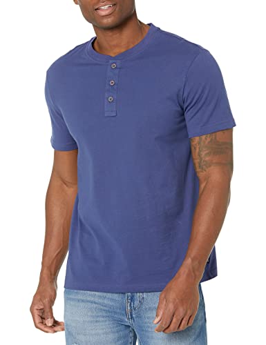 Lee T-shirt męski, krótki rękaw, miękki, prana bawełna Henley, niebieski (Patriot Blue), M