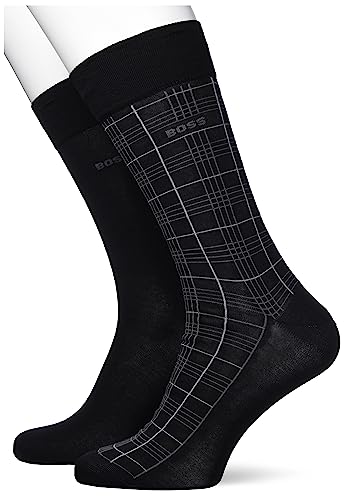 BOSS Męskie skarpety 2P RS Check MC Regular Socks, czarne, 43-46, czarny, 46 EU