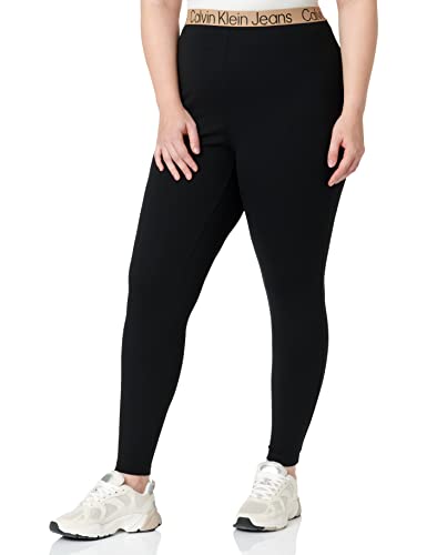 Calvin Klein Damskie plus logo elastyczne legginsy Milano, Ck Black, 4XL, Ck czarny, 4XL