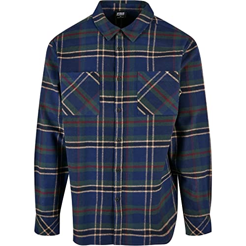 Urban Classics Męska koszula z checked Mountain, ciemnoniebieska/bottlegreen, XL, Darkblue/bottlegreen, XL