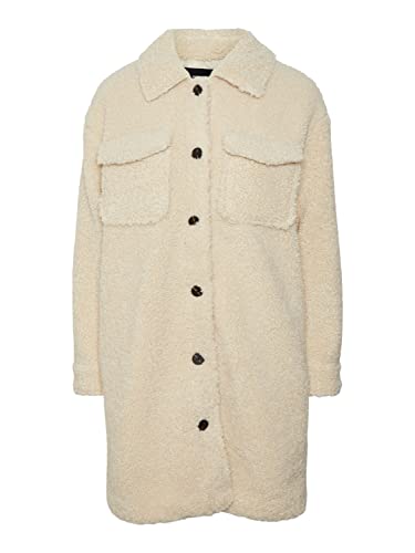 VERO MODA Damski płaszcz Vmkyliefilucca Teddy Coat Boos, owsianka, M