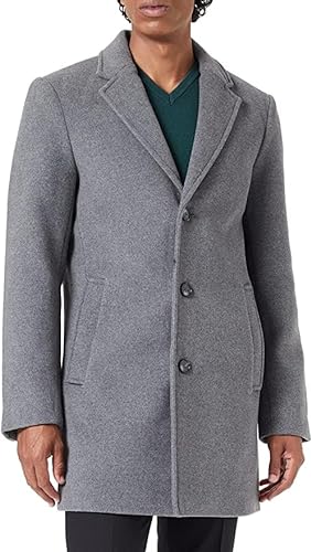 TOM TAILOR Męskie płaszcz wełniany 1032502, 30505 - Grey Wool Structure, 3XL