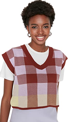 TRENDYOL Damska bluza z dzianiny Crop, brązowa, S, brązowy, S