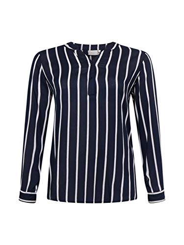 Kaffe Curve Kaffe CurveWomen's Plus Size Koszula Bluzka w paski Oversize V-Neck Długi rękaw, Darkblue, 46 damska