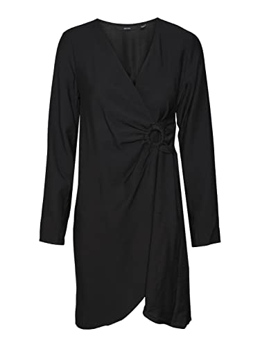 VERO MODA Damska sukienka VMABBI NAN LS Mini Dress WVN, czarna, M, czarny, M