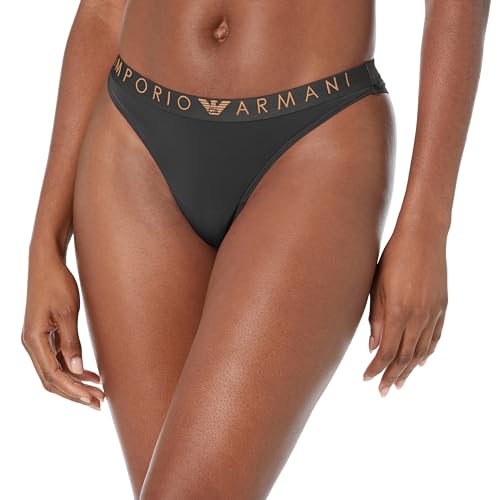 Emporio Armani Damskie figi brazylijskie Iconic z mikrofibry, czarny, L